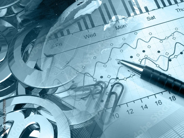 Fototapeta Mail signs and graph, collage