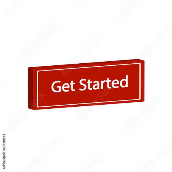 Fototapeta Isometric 3D button Get Started