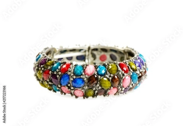Obraz Bracelet with gems on a white background