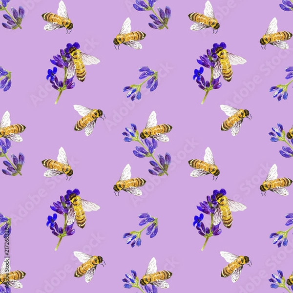 Fototapeta Wild flowers watercolor compositions. Seamless pattern. Design for textiles, wrapping, wallpaper, invitation, wedding or greeting cards