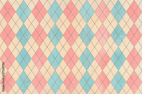 Fototapeta Watercolor diamond pattern.