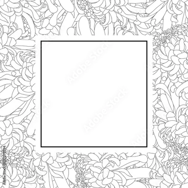 Fototapeta Chrysanthemum Outline Flower Banner Card