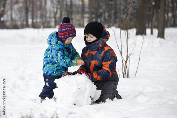 Obraz Brothers play winter games