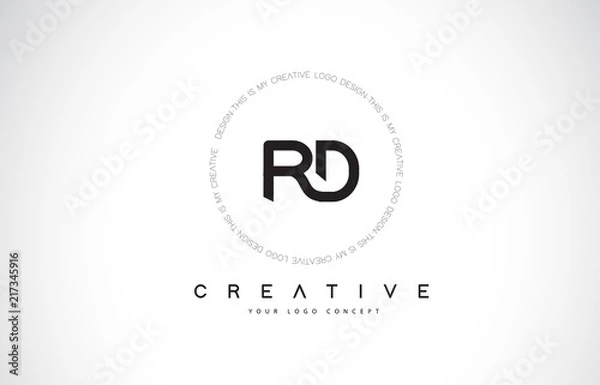 Fototapeta RD R D Logo Design with Black and White Creative Text Letter Vector.