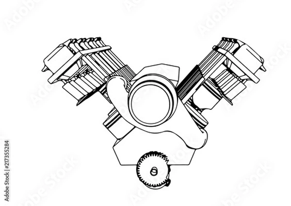 Fototapeta vector outline engine