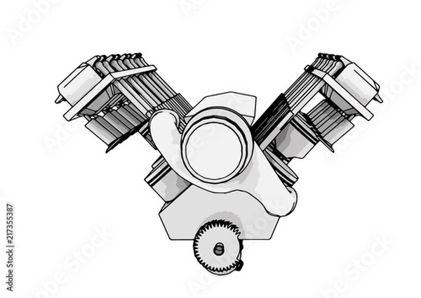 Fototapeta vector outline engine