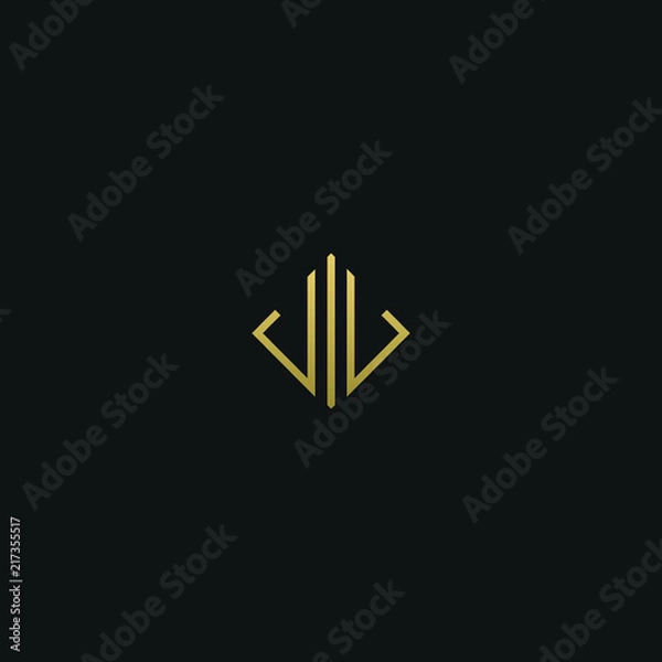 Fototapeta Modern creative elegant JJ black and gold color initial based letter icon logo