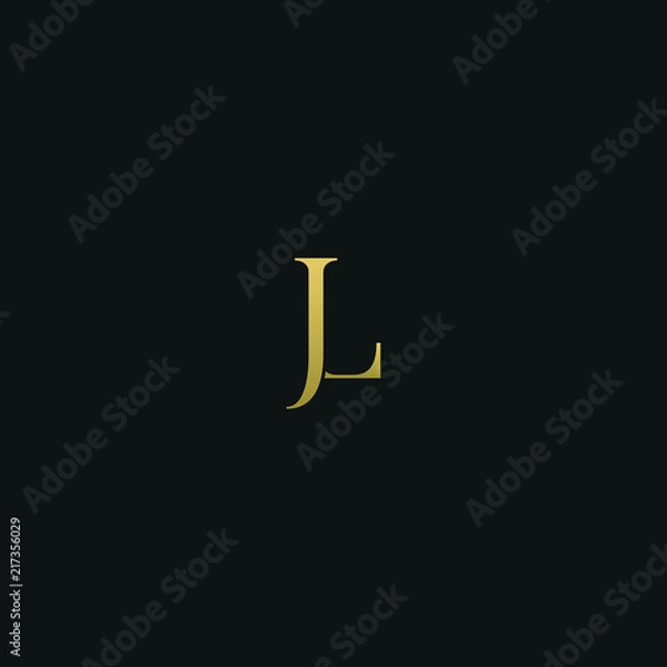 Fototapeta Modern creative elegant JL black and golden color initial based letter icon logo