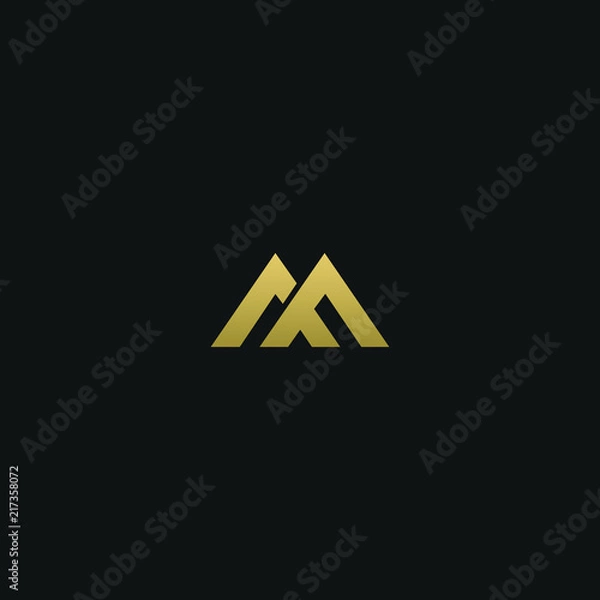 Fototapeta Modern creative elegant MF black and golden color initial based letter icon logo