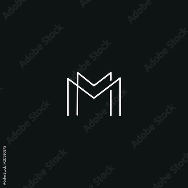 Fototapeta Modern unique elegant MM black and white color initial based letter icon logo