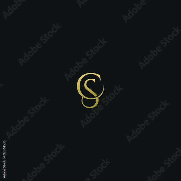 Fototapeta Unique modern elegant CS black and gold color initial based letter icon logo