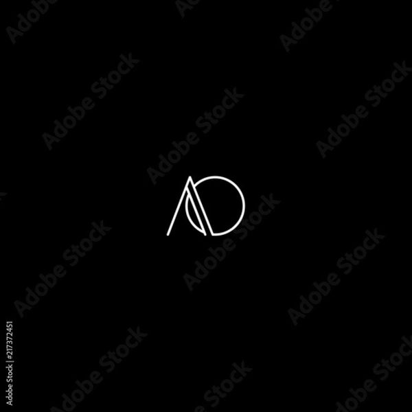 Fototapeta Creative modern elegant AO black and white color initial based letter icon logo.