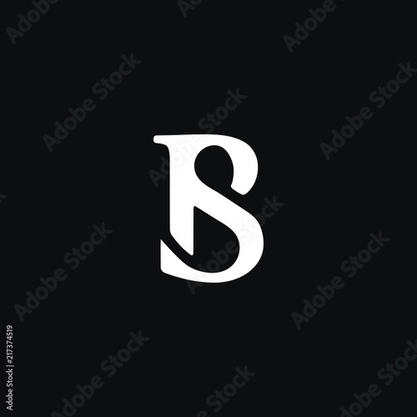 Fototapeta Unique modern trendy BS black and white color initial based icon logo.