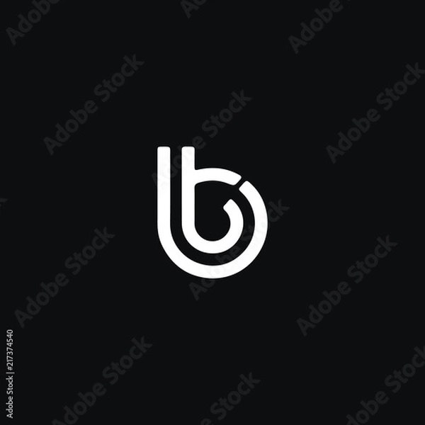 Fototapeta Unique modern trendy BT black and white color initial based icon logo.