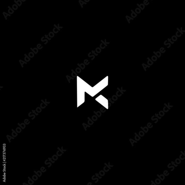 Fototapeta Unique modern trendy MC black and white color initial based icon logo.