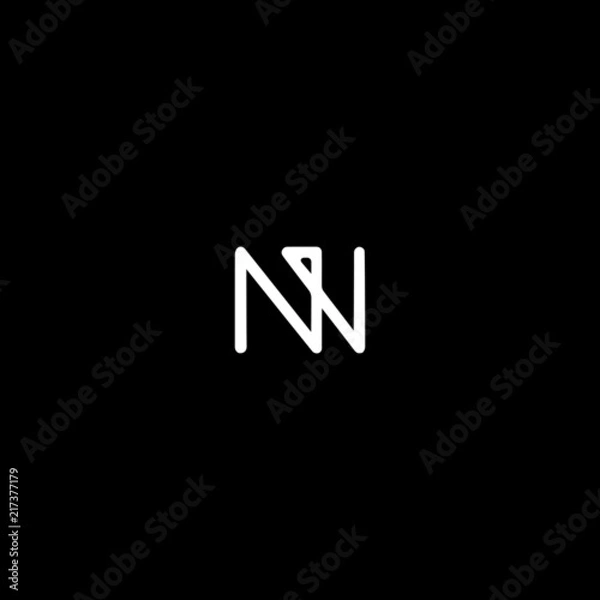 Fototapeta Creative unique modern NW black and white color initial based icon logo.