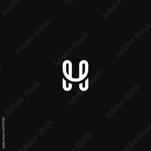 Fototapeta Creative unique modern HH or H black and white color initial based icon logo.