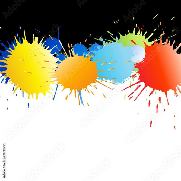 Fototapeta Colorful paint splashes  with  rainbow gradient  background