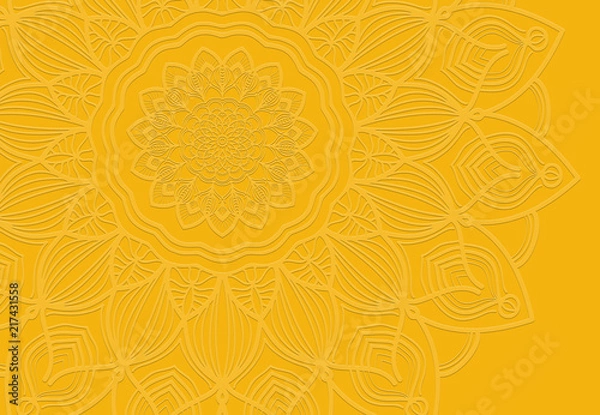 Fototapeta Abstract mandala graphic design and watercolor digital art painting for ancient geometric concept background