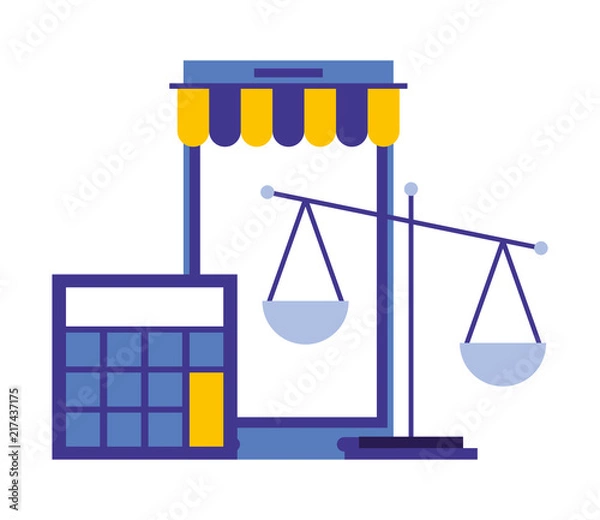 Obraz smartphone with parasol and objects icon