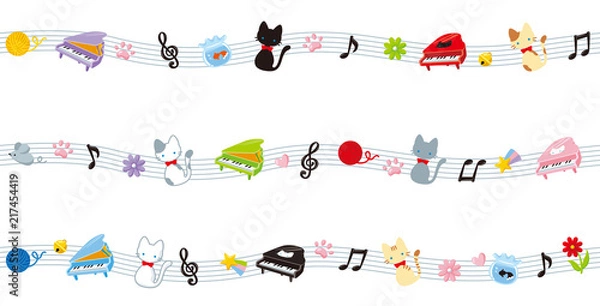 Obraz 猫の五線譜ライン