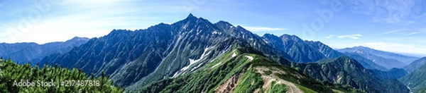 Obraz 槍ヶ岳、西鎌尾根、縦走路、登山、北アルプス、絶景、日本