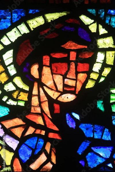 Fototapeta Vitrail de Paul Bony et d'Alexandre Cingria (1879-1945). Eglise Notre-Dame des Alpes. Stained glass by Alexandre Cingria. Notre-Dame des Alpes church..