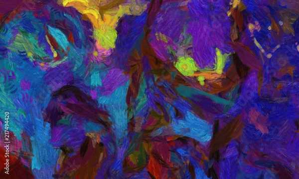 Fototapeta Abstract texture background. Digital painting in Vincent Van Gogh style artwork. Hand drawn artistic pattern. Modern art. Good for printed pictures, postcards, posters or wallpapers and textile print.