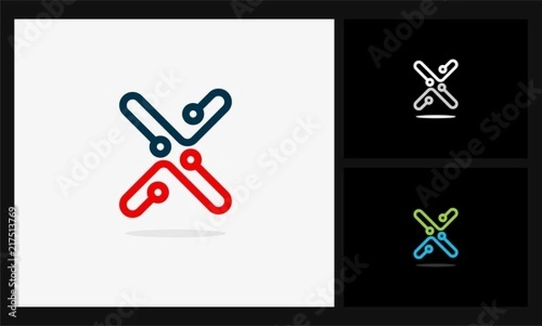Obraz letter x link tech logo