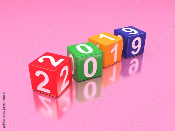 Fototapeta New Year 2019 Creative Design Concept - 3D Rendered Image