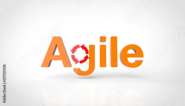 Obraz アジャイル開発　白背景　オレンジ