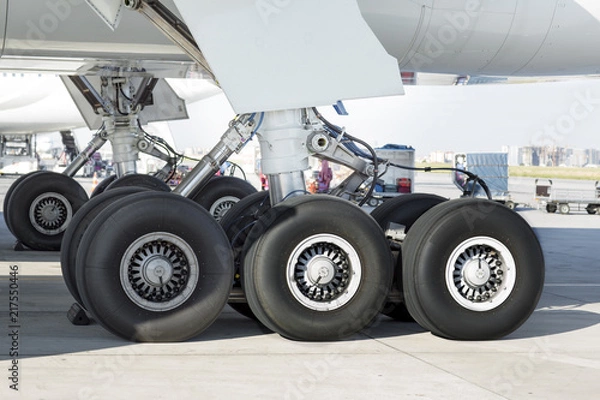 Obraz Close up aircraft wheels.