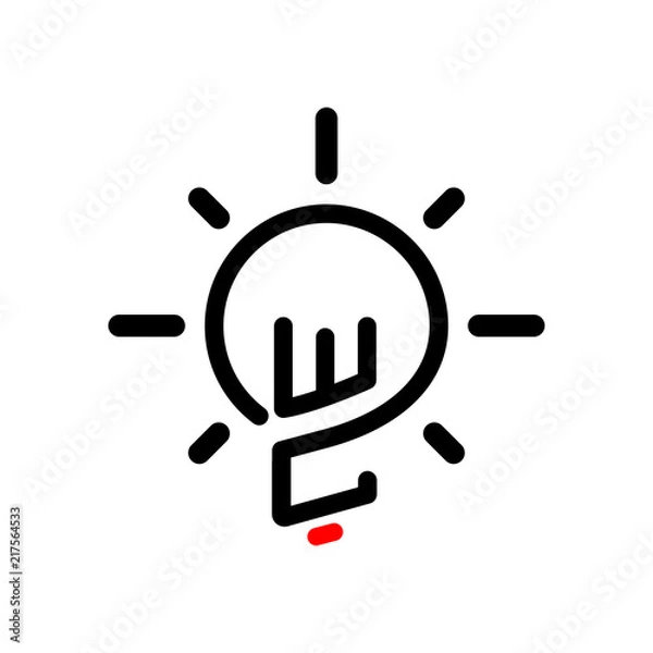 Obraz WC Initial Letter with creative bulb Logo vector element. Initial letter bulb Logo Template