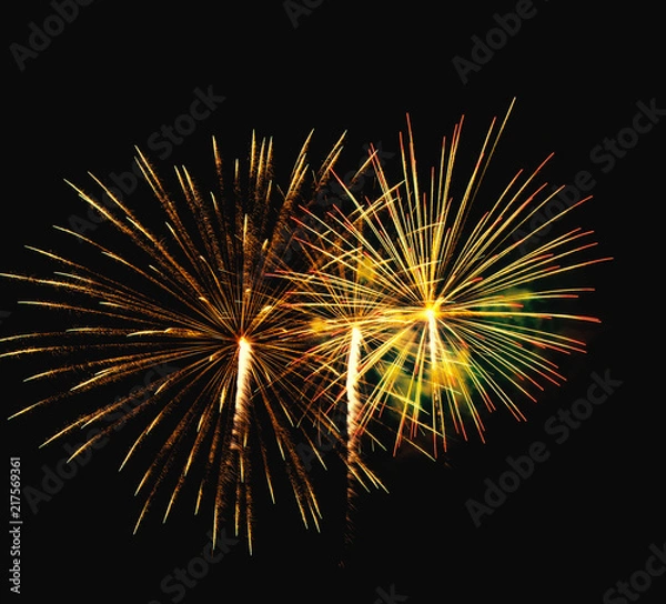 Fototapeta Abstract colored firework background used for overlay new year festival