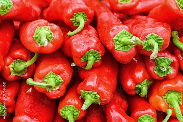 Obraz Red bell peppers background close up