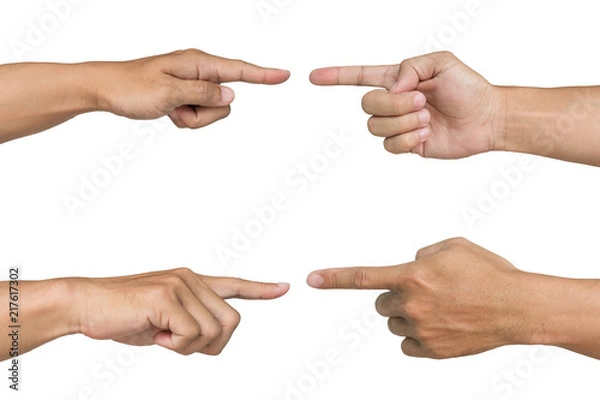 Fototapeta pointing hand isolated on white