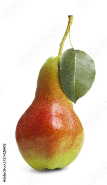 Fototapeta Whole ripe pear on white background
