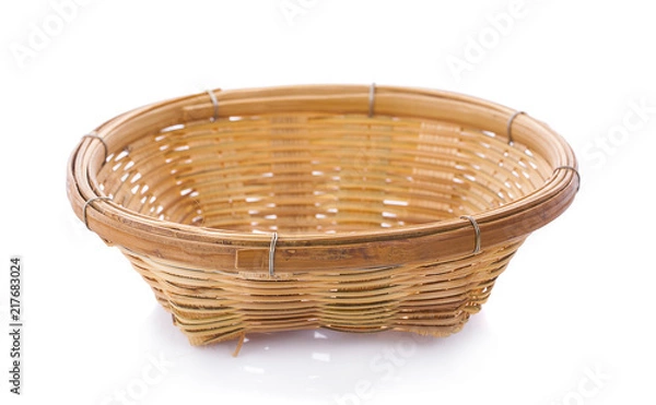 Fototapeta vintage weave wicker basket isolated on white background