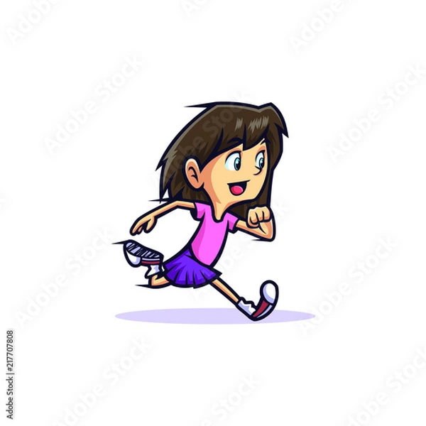 Obraz Running Girl Mascot Design Vector