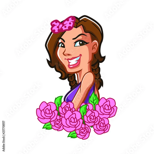 Fototapeta Smile Girl Mascot Design Vector
