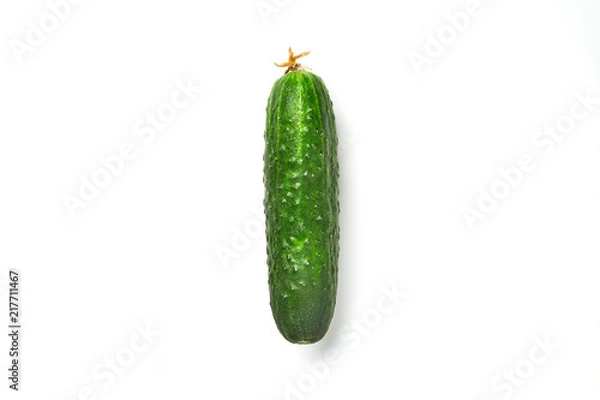 Fototapeta  Fresh cucumber isolated on white background close up. Organic cucumbers with a flower on the end.