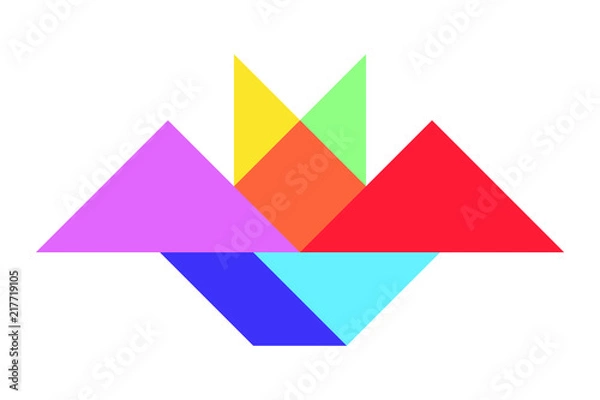 Fototapeta Color tangram puzzle in bat shape on white background (Vector)