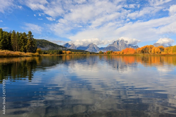Fototapeta Scenic Reflection Landscape of the Tetons in Autumn
