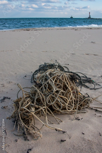 Obraz tangled ropes washed ashore