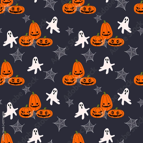 Obraz jack-o-lantern and ghost seamless pattern.