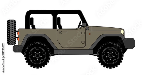 Fototapeta Suv jeep na safari i ekstremalne podróże piktogram wektor eps 10