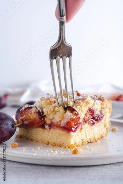 Obraz Delicious plum crumble cake