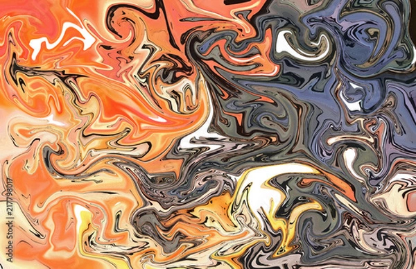 Obraz Abstract background in impressionism style. Marble art in liquid painting. Modern fluid artwork. Creative texture. Swirl pattern with marbled elements. Vortex bright design. Fantasy style effect. 