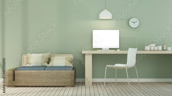 Fototapeta Interior hotel relax space 3d rendering-wall pastel color