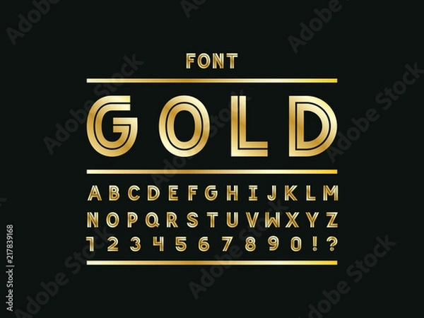 Fototapeta  Gold font. Vector alphabet letters 